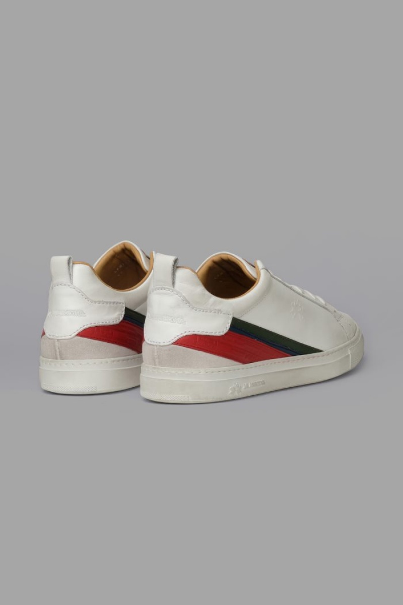 La Martina Leder With A White Crepe Sole Sneakers Herren Weiß | VIZK8931