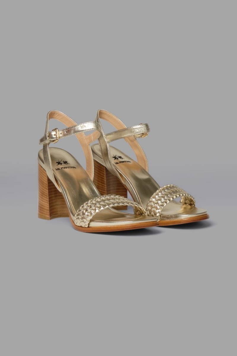 La Martina Metallic-look Sandalen Damen Silber | AGVT3159