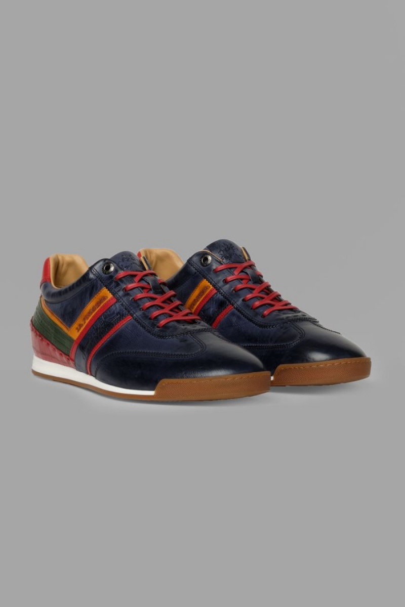 La Martina Multicoloured Leder Sneakers Herren Navy | CYMA7494