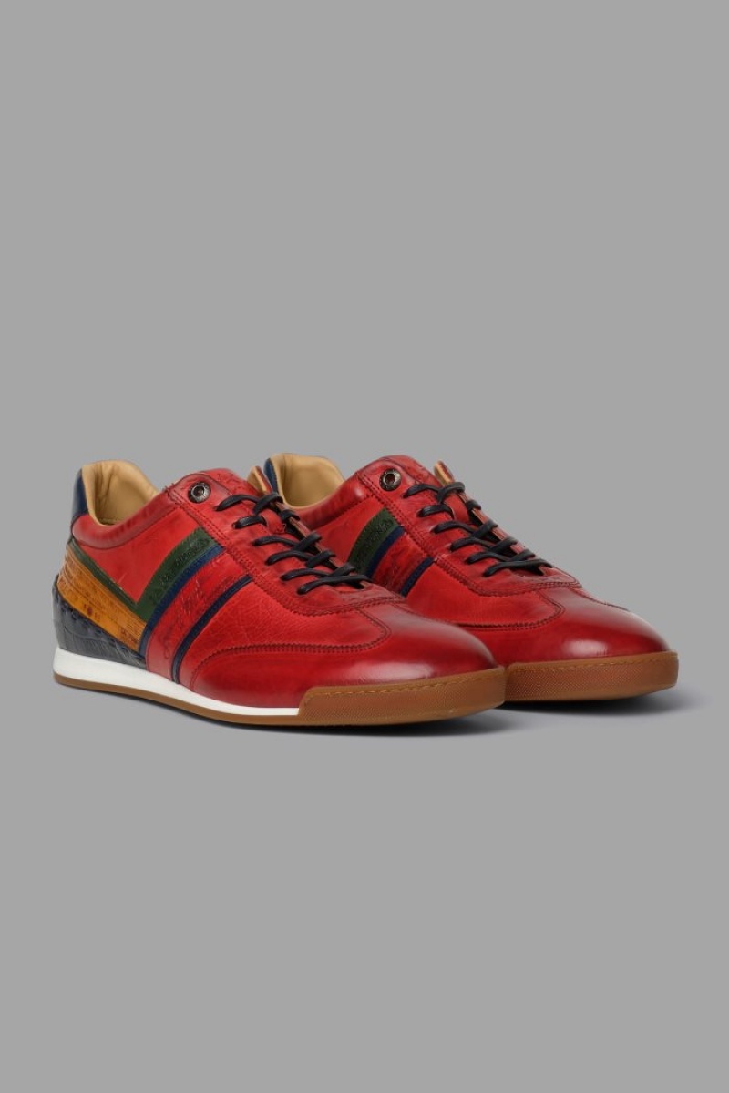 La Martina Multicoloured Leder Sneakers Herren Rot | LFMI5471