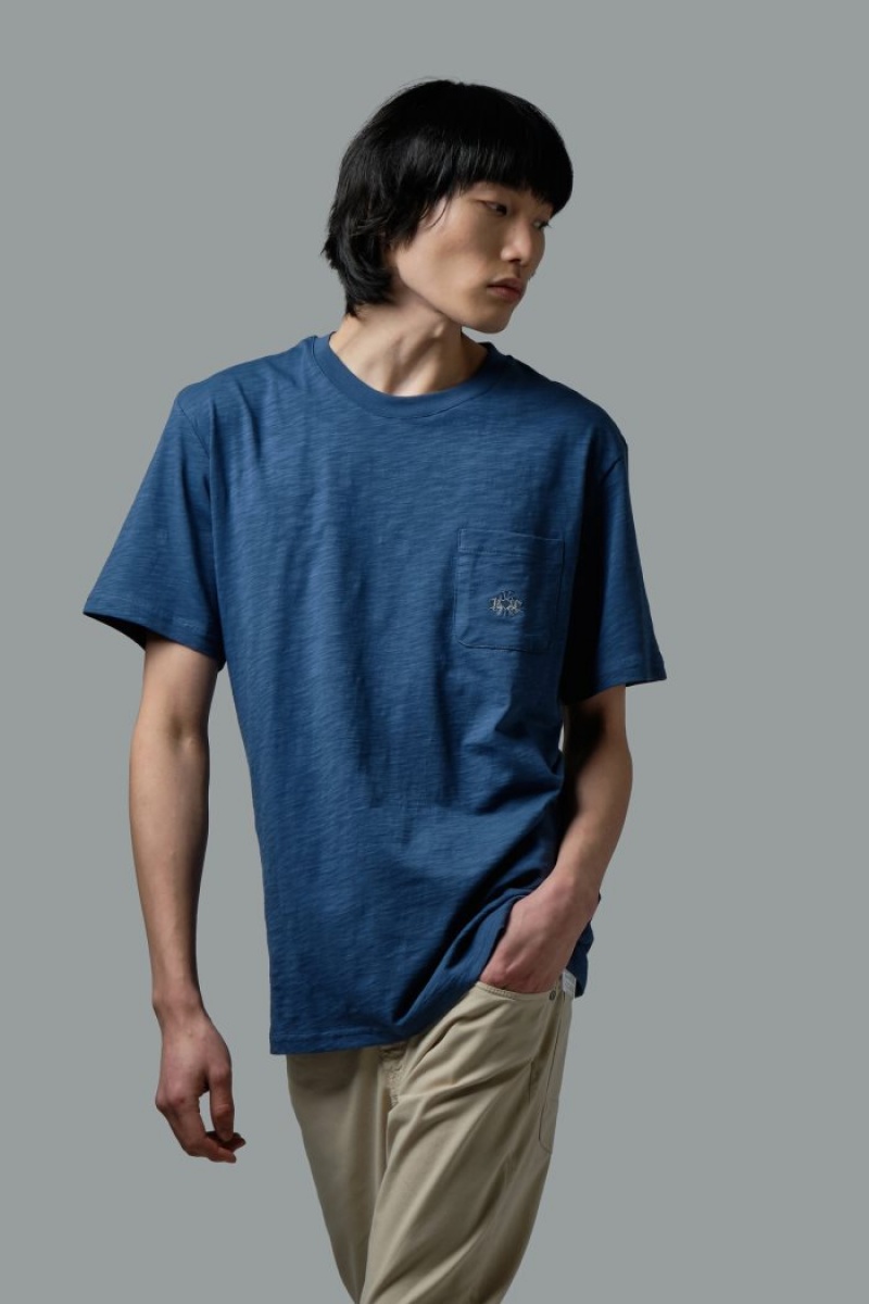 La Martina Oversized 100% Baumwoll T-shirts Herren Blau | CEST6005