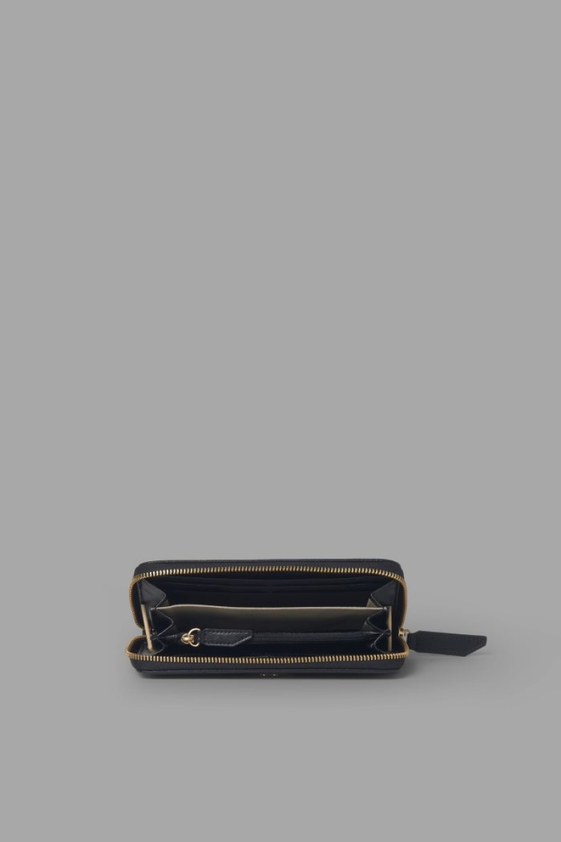 La Martina Plain-coloured Faux Leder Geldbörse Damen Schwarz | BDRS4526