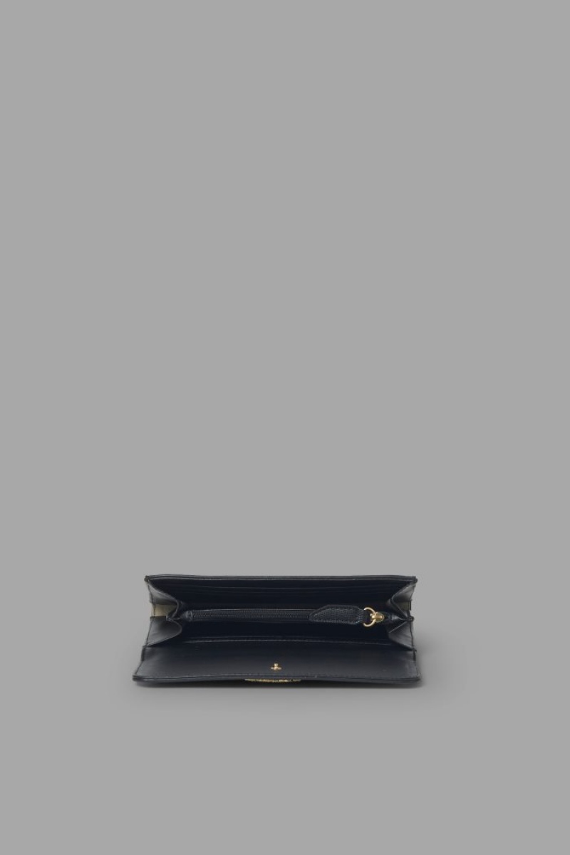 La Martina Plain-coloured Faux Leder Geldbörse Damen Schwarz | OHOF3738