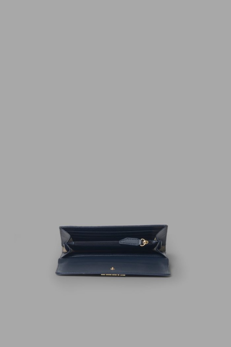 La Martina Plain-coloured Faux Leder Geldbörse Damen Navy | LUTO4386