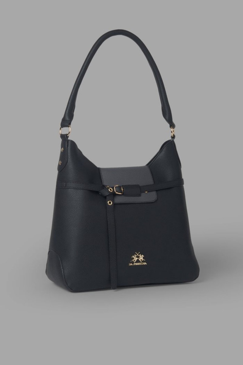 La Martina Plain-coloured Trapeze Taschen Damen Schwarz | SYBU2704