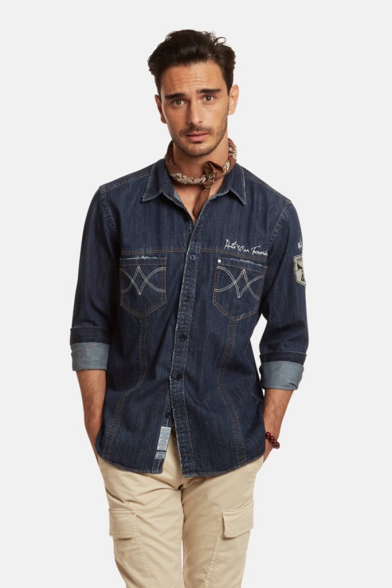 La Martina Regular-fit 100% Baumwoll Hemd Herren Indigo | MYEE7612