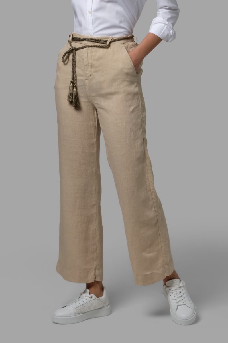 La Martina Regular-fit 100% Linen Hosen Damen Beige | DGOF2030