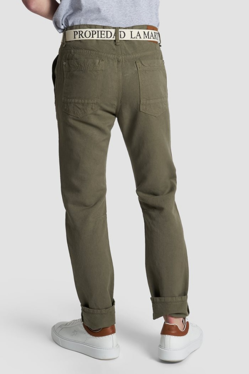 La Martina Regular-fit Baumwoll And Linen Chino-hosen Herren Tiefesgrün | YQUO1488