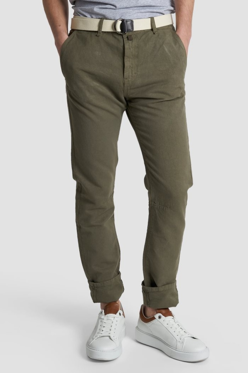 La Martina Regular-fit Baumwoll And Linen Chino-hosen Herren Tiefesgrün | YQUO1488