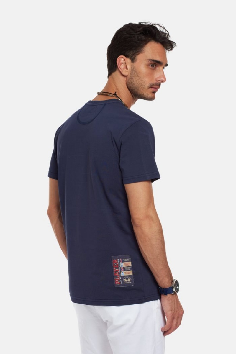 La Martina Regular-fit Baumwoll T-shirts Herren Navy | DJCY9840