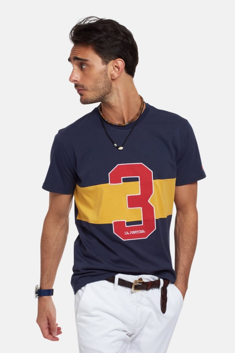 La Martina Regular-fit Baumwoll T-shirts Herren Navy | DJCY9840