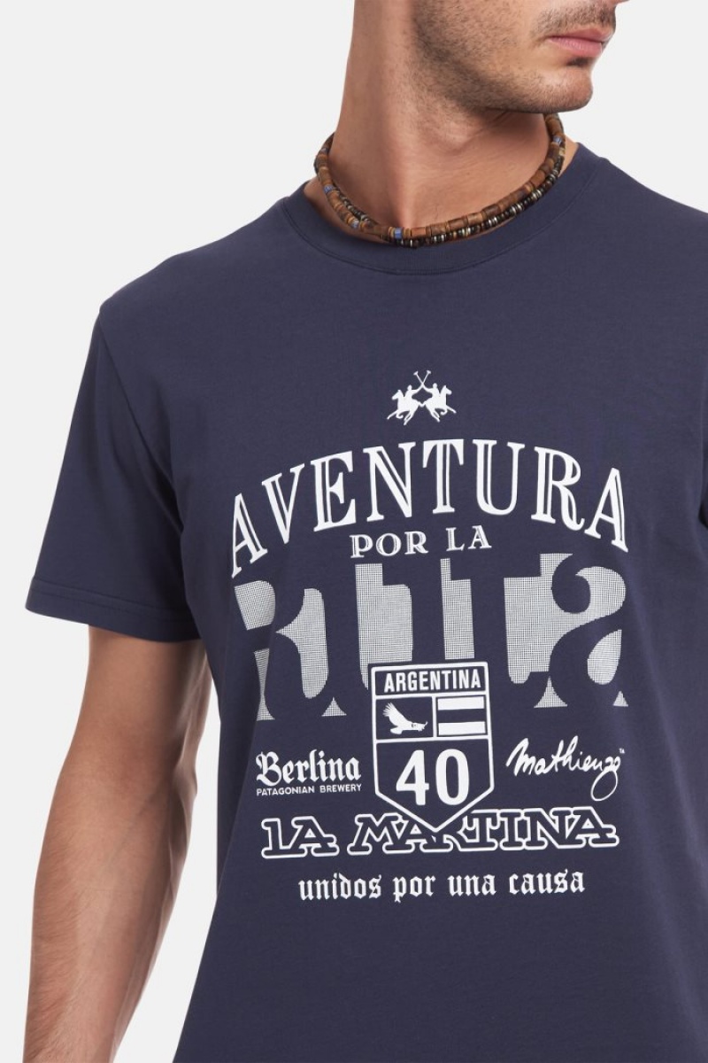 La Martina Regular-fit Baumwoll T-shirts Herren Navy | GZFO9649