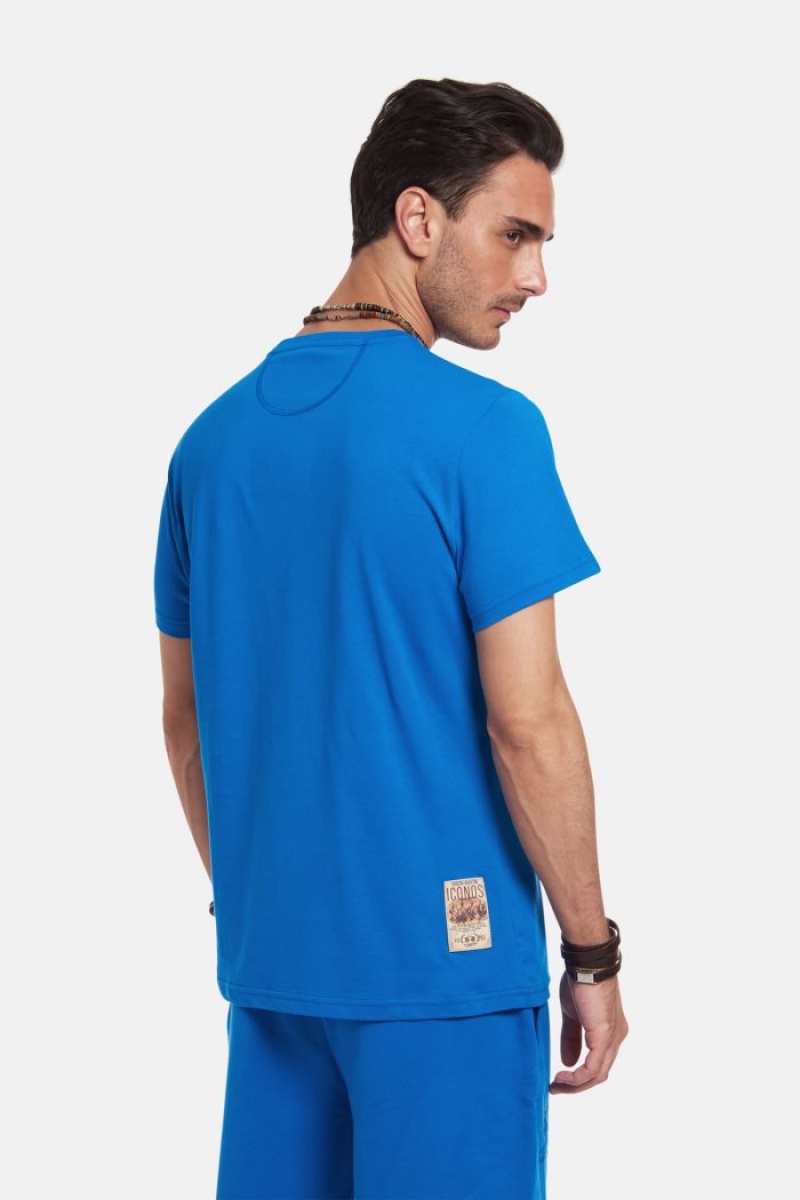 La Martina Regular-fit Baumwoll T-shirts Herren Blau | IVZE1158