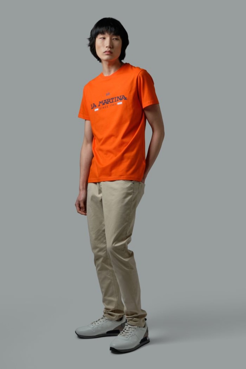 La Martina Regular-fit Baumwoll T-shirts Herren Rot Orange | ITJM3808