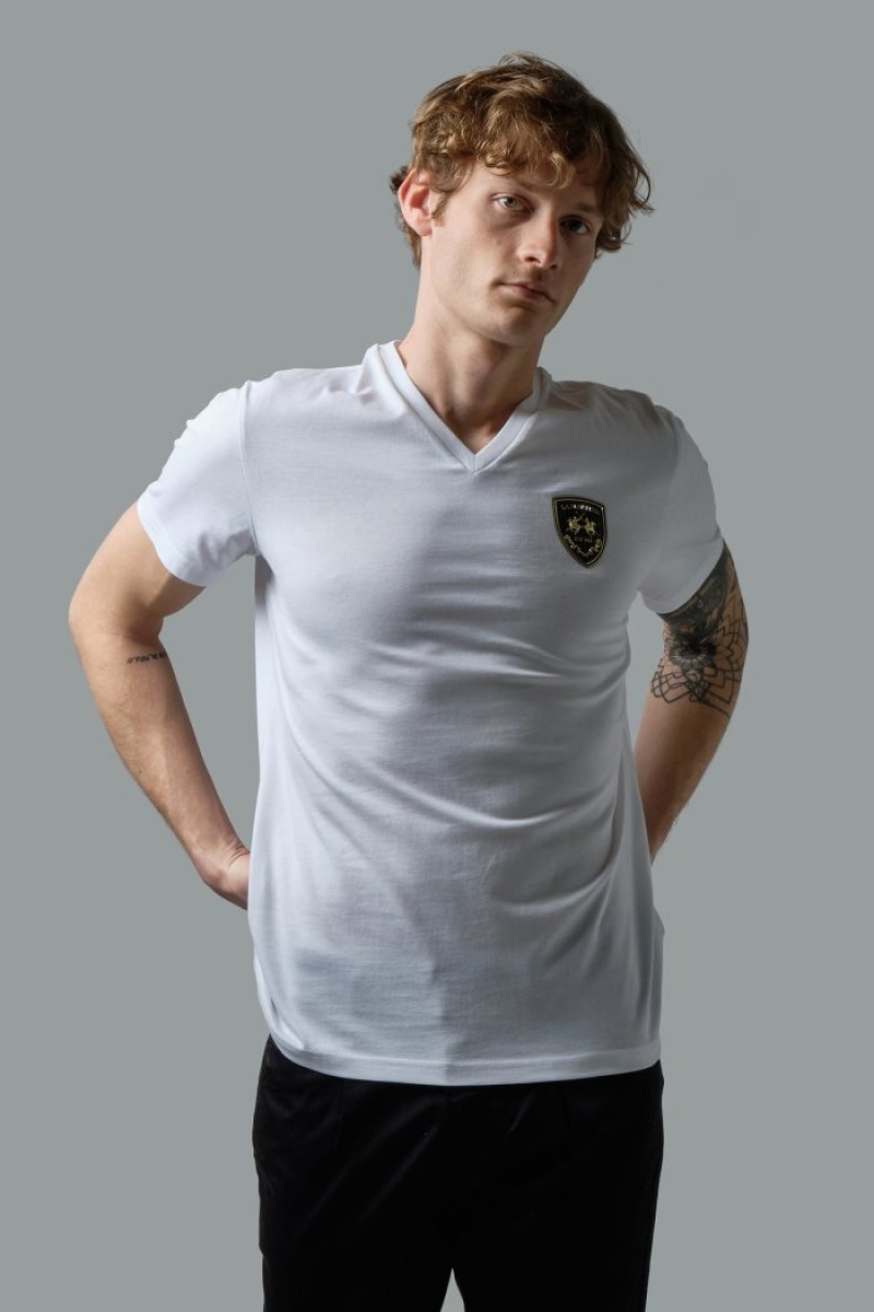 La Martina Regular-fit Baumwoll T-shirts Herren Weiß | HKIY7983