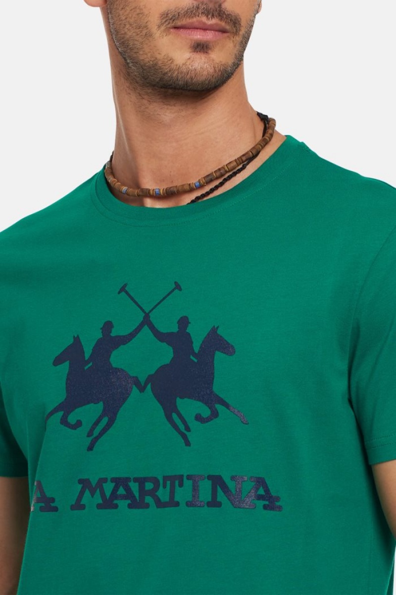 La Martina Regular-fit Baumwoll T-shirts Herren Grün | OJHA3880