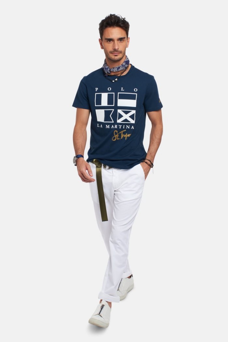 La Martina Regular-fit Baumwoll T-shirts Herren Navy | SNGC4462