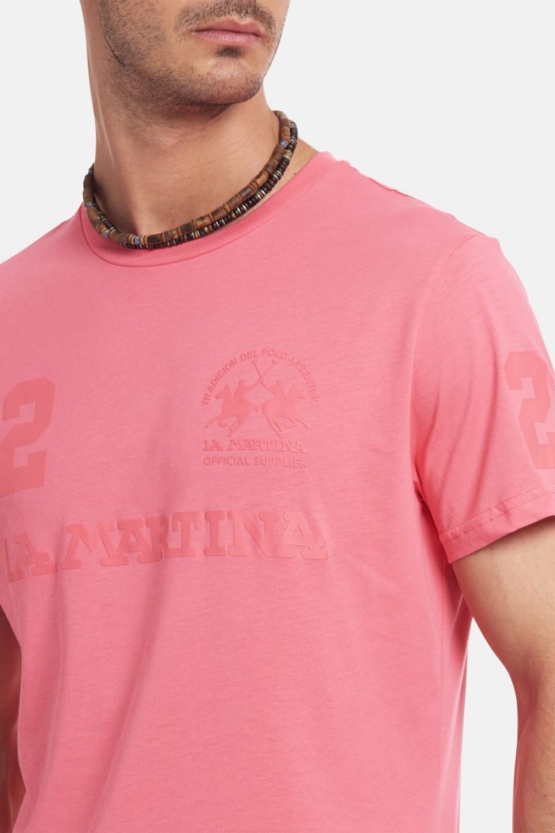 La Martina Regular-fit Baumwoll T-shirts Herren Koralle | AMKP1441