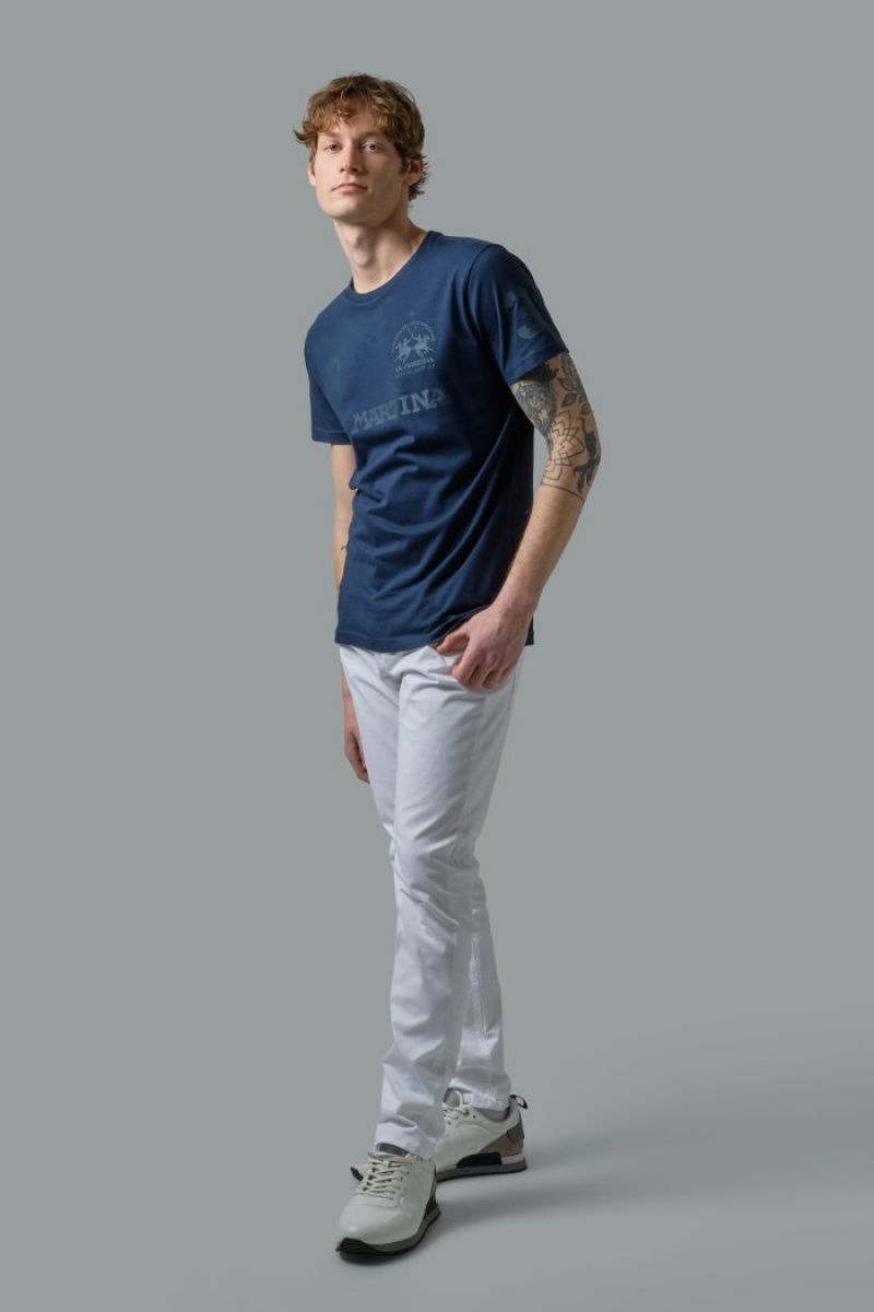 La Martina Regular-fit Baumwoll T-shirts Herren Navy | EVUK0351