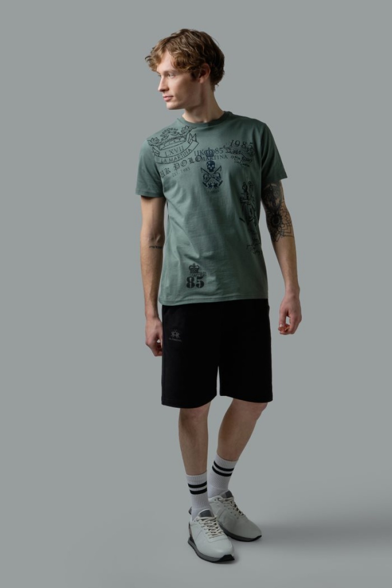 La Martina Regular-fit Baumwoll T-shirts Herren Olivgrün | BJRU3319