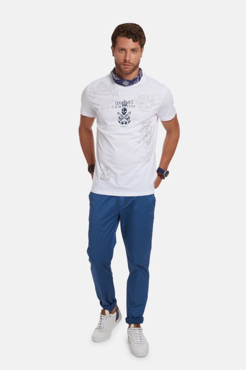 La Martina Regular-fit Baumwoll T-shirts Herren Weiß | VTHG0127