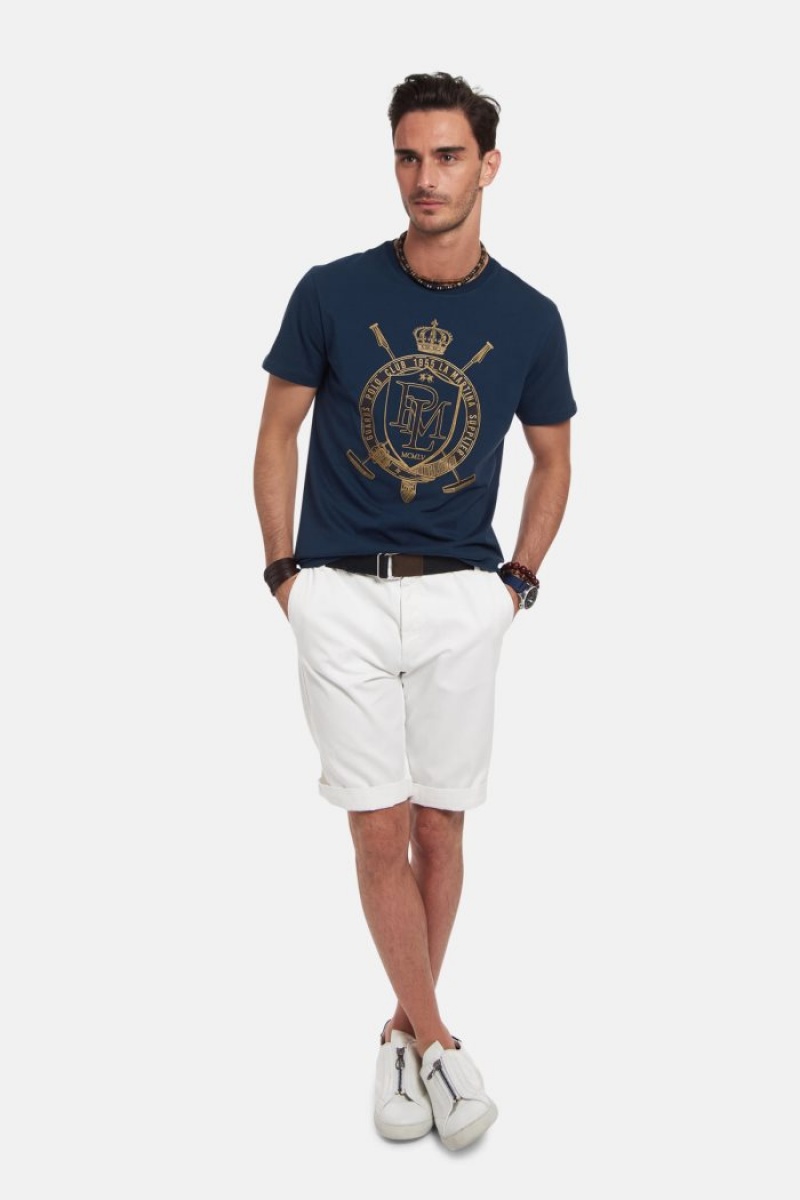 La Martina Regular-fit Baumwoll T-shirts Herren Navy | DLUP5811