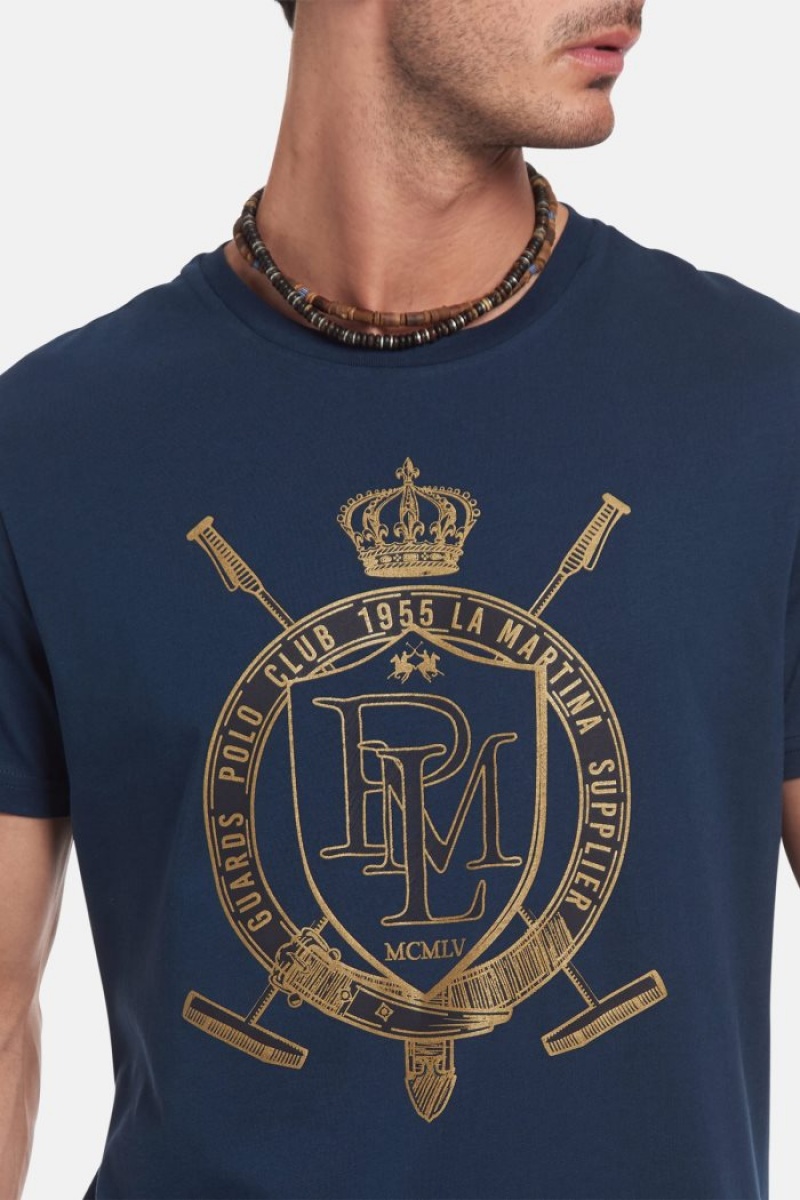 La Martina Regular-fit Baumwoll T-shirts Herren Navy | DLUP5811