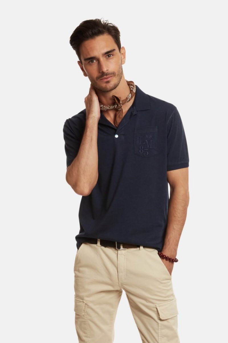 La Martina Regular-fit Baumwoll-blend Poloshirt Herren Navy | ONSX8263