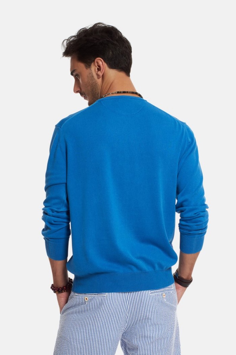 La Martina Regular-fit Brushed Baumwoll Sweatshirt Herren Blau | LIFN5295