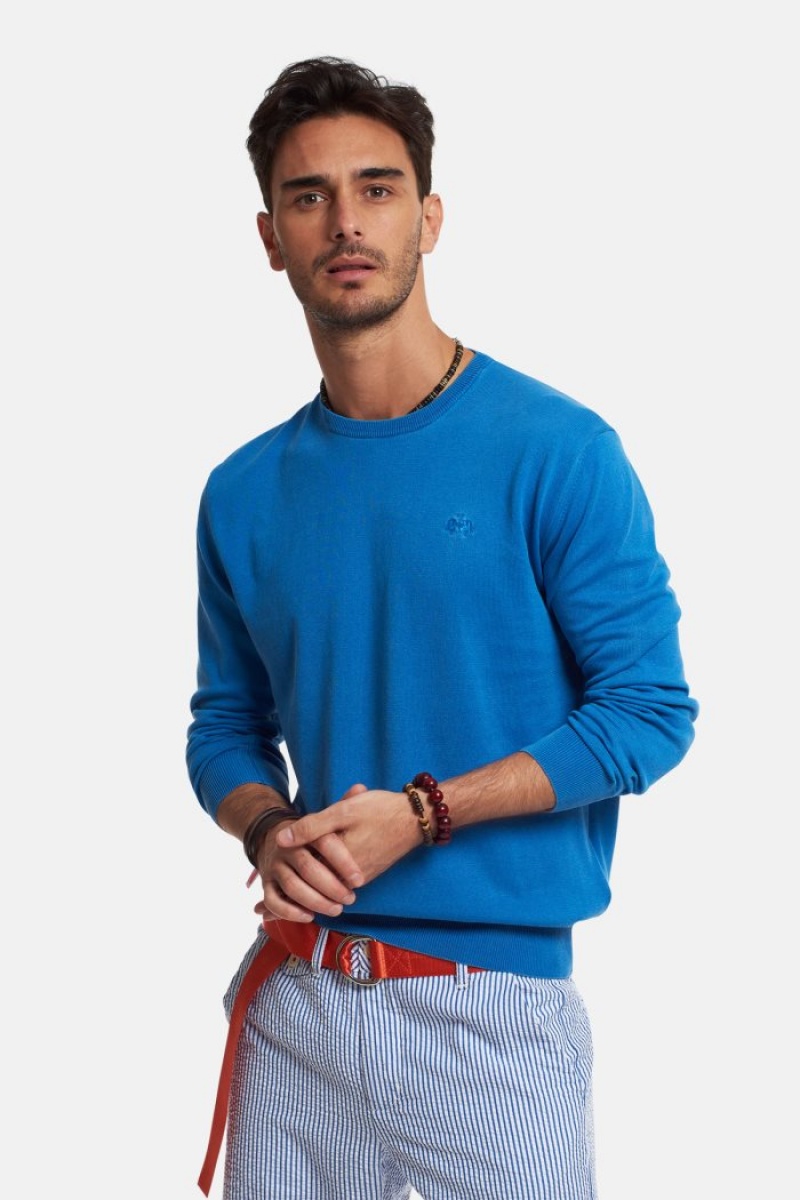 La Martina Regular-fit Brushed Baumwoll Sweatshirt Herren Blau | LIFN5295