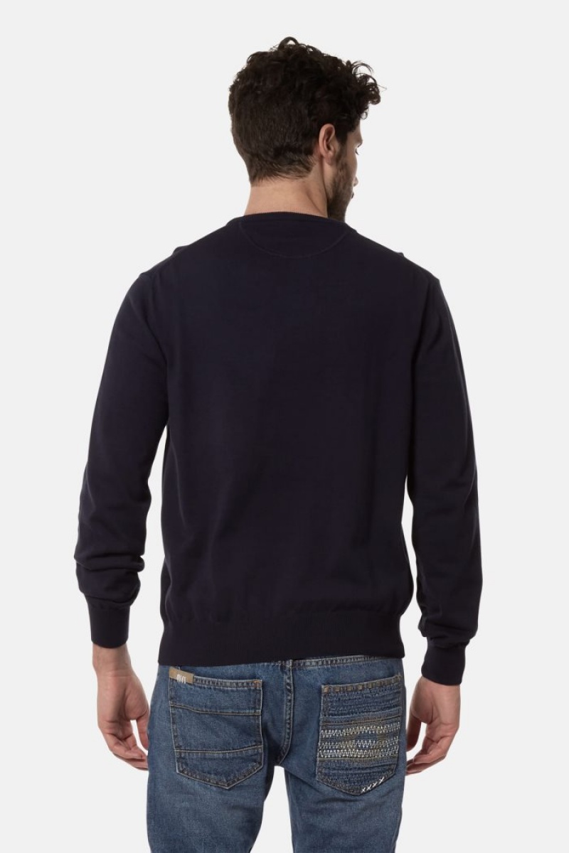 La Martina Regular-fit Brushed Baumwoll Sweatshirt Herren Navy | AWNO8574