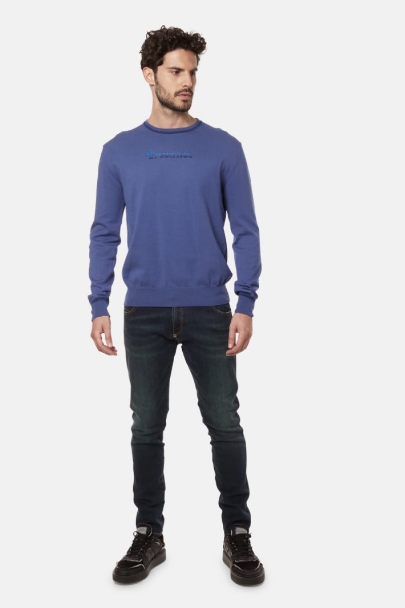 La Martina Regular-fit Brushed Baumwoll Sweatshirt Herren Blau | XPLH2831