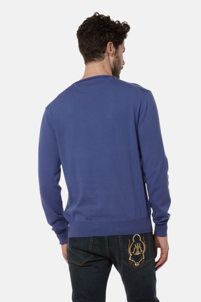 La Martina Regular-fit Brushed Baumwoll Sweatshirt Herren Blau | XPLH2831