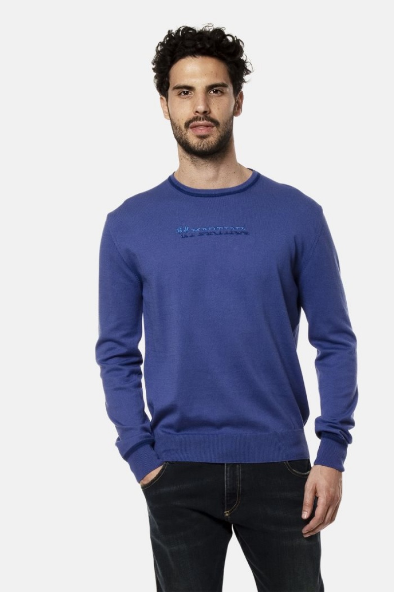 La Martina Regular-fit Brushed Baumwoll Sweatshirt Herren Blau | XPLH2831