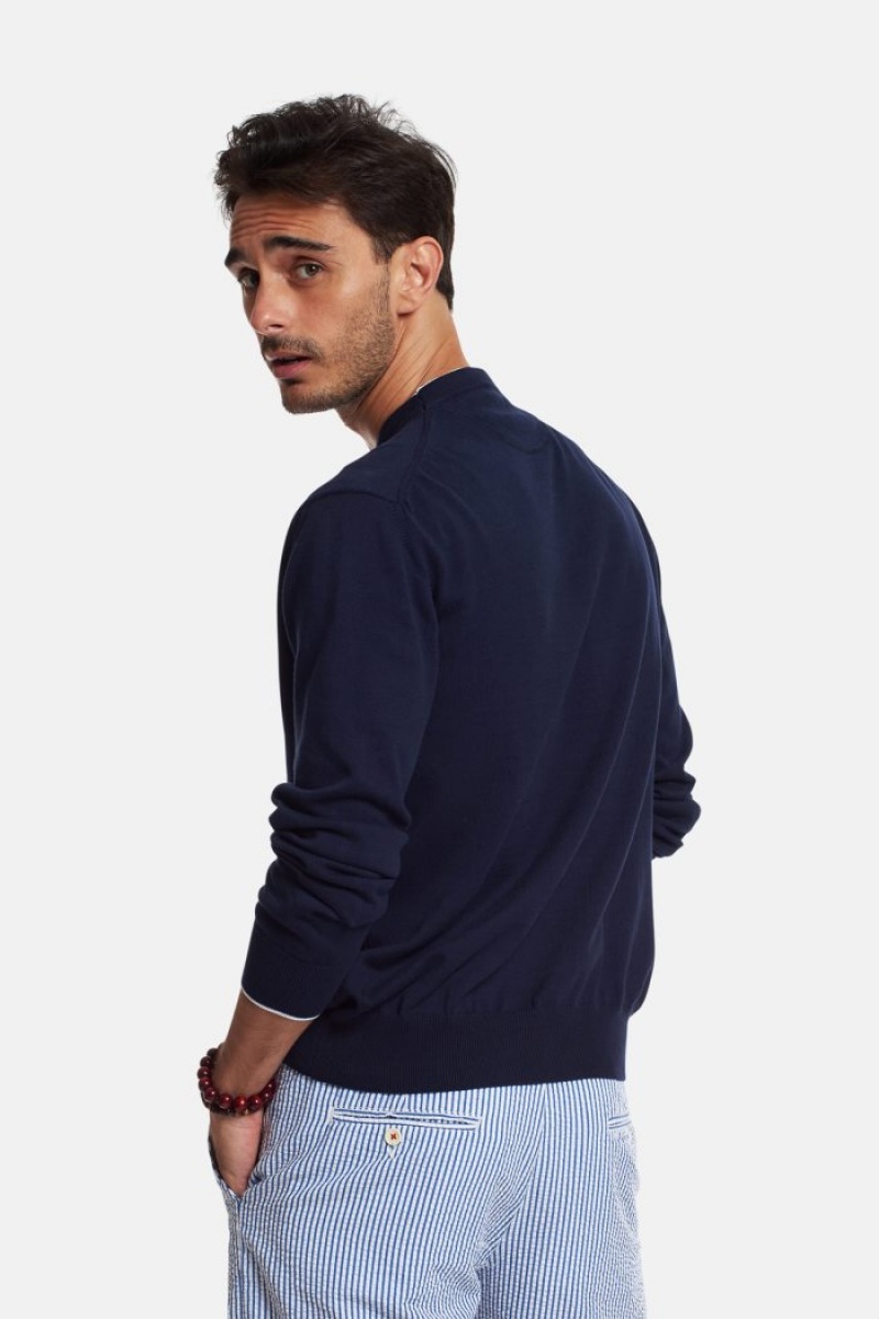 La Martina Regular-fit Brushed Baumwoll Sweatshirt Herren Navy | YXHQ9827