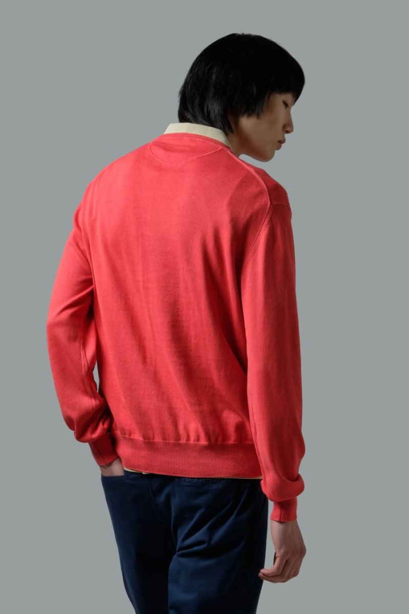 La Martina Regular-fit Brushed Baumwoll Sweatshirt Herren Rot | YUDJ6561