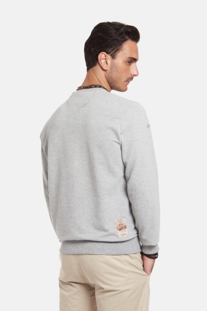 La Martina Regular-fit Brushed Baumwoll Sweatshirt Herren Hellgrau | SBSP3691