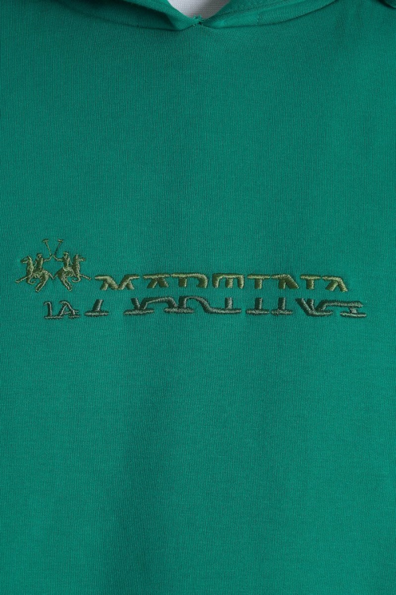 La Martina Regular-fit Brushed Baumwoll Sweatshirt Herren Grün | JIRD3715