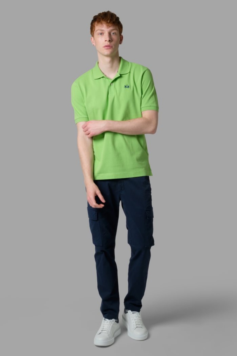 La Martina Regular-fit Klassische Piqué Poloshirt Herren Hellgrün | TPPC2639