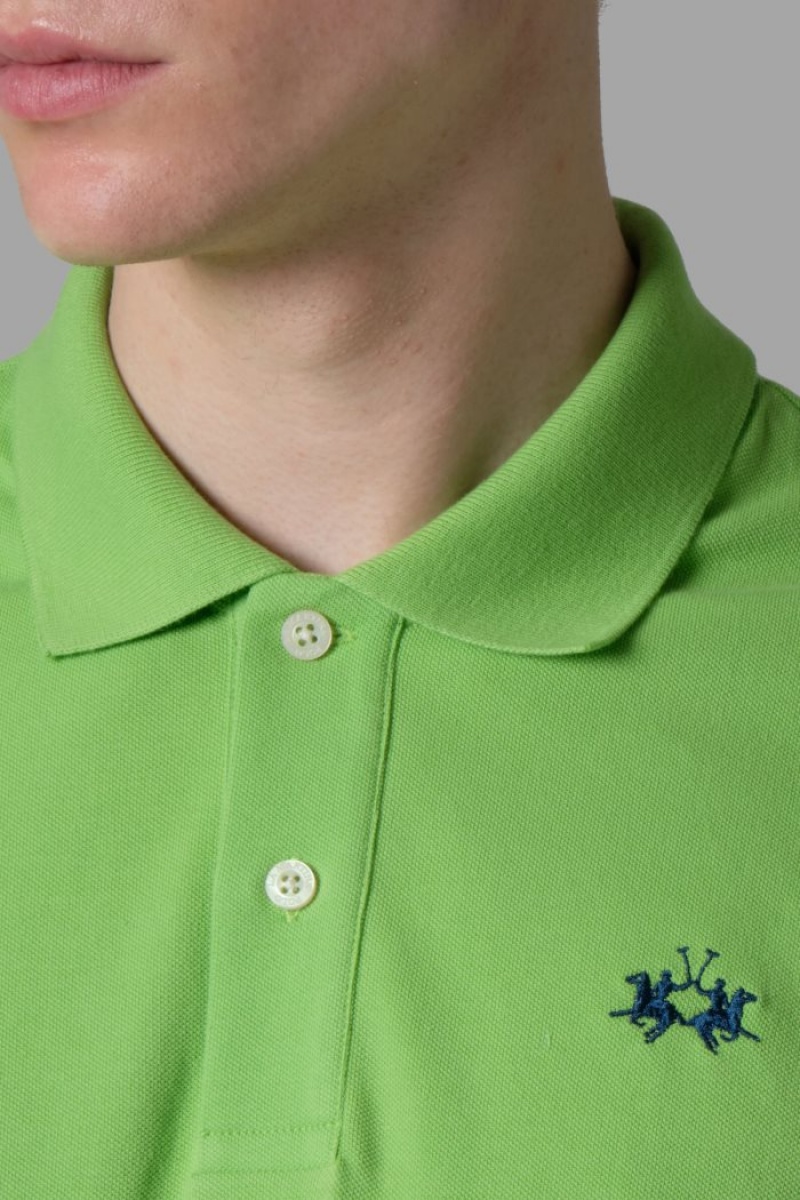 La Martina Regular-fit Klassische Piqué Poloshirt Herren Hellgrün | TPPC2639