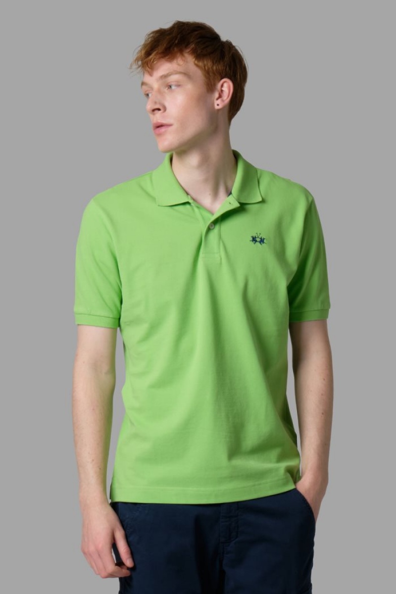 La Martina Regular-fit Klassische Piqué Poloshirt Herren Hellgrün | TPPC2639