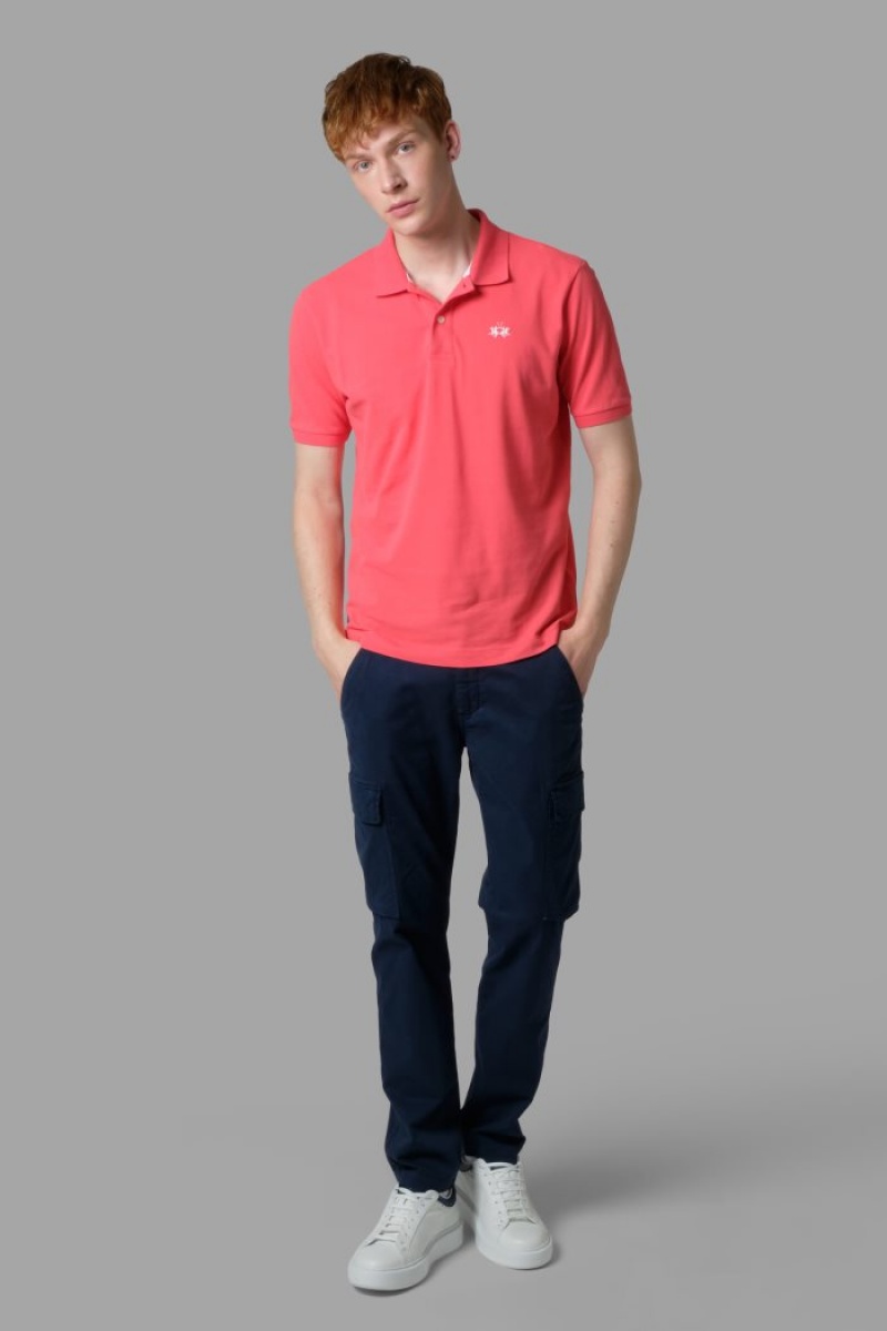 La Martina Regular-fit Klassische Piqué Poloshirt Herren Koralle | KEYW9482