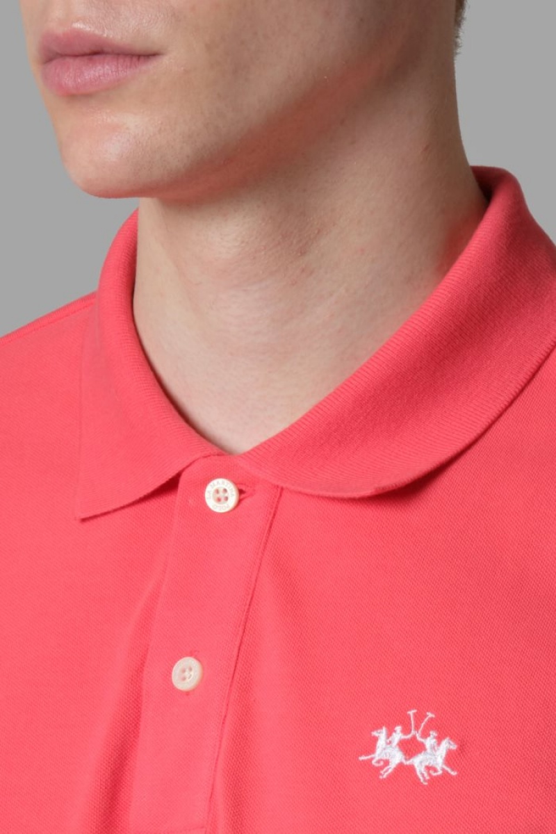 La Martina Regular-fit Klassische Piqué Poloshirt Herren Koralle | KEYW9482