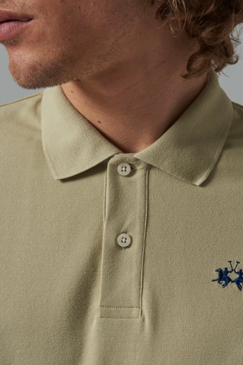 La Martina Regular-fit Klassische Piqué Poloshirt Herren Beige | SXEQ7724