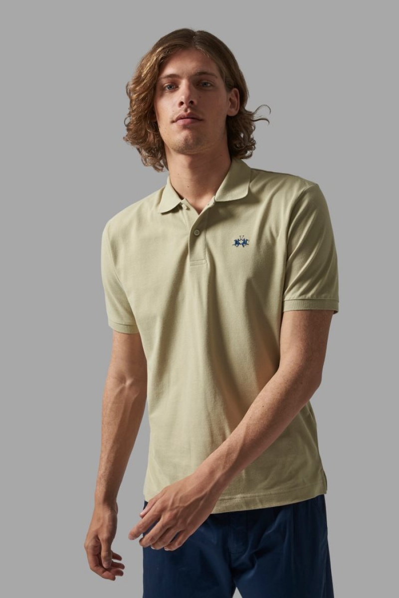 La Martina Regular-fit Klassische Piqué Poloshirt Herren Beige | SXEQ7724