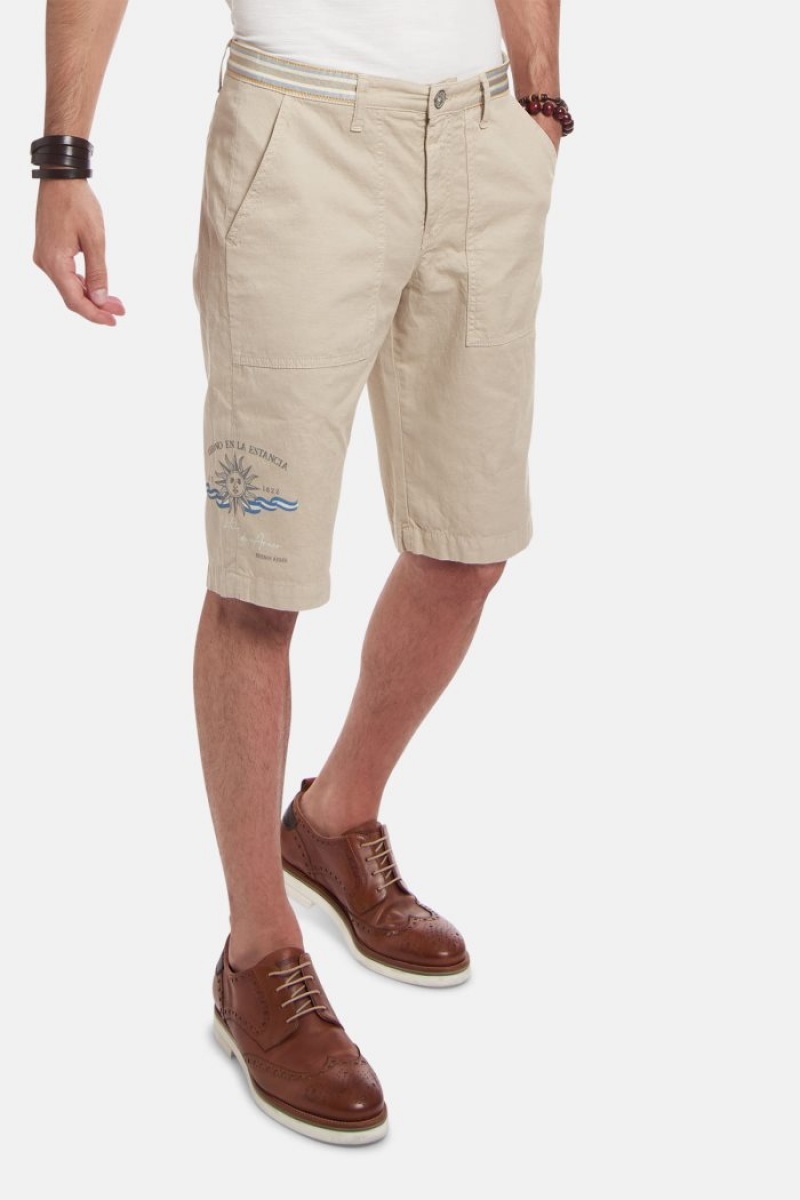 La Martina Regular-fit Linen-blend Bermudashorts Herren Beige | ECVA2074