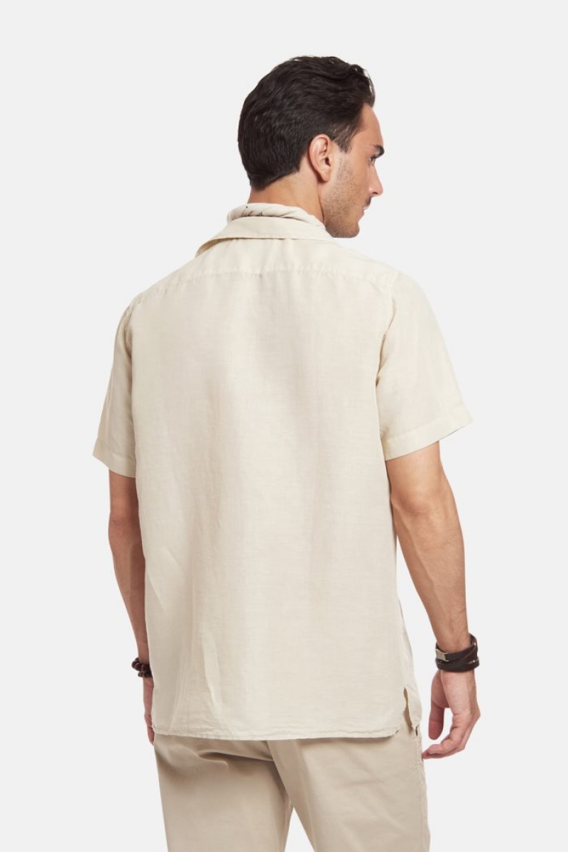 La Martina Regular-fit Linen-blend Hemd Herren Beige | UGSS9013