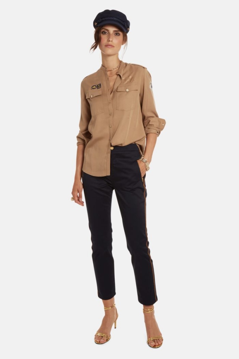 La Martina Regular-fit Lyocell Hemd Damen Khaki | MNQD8249