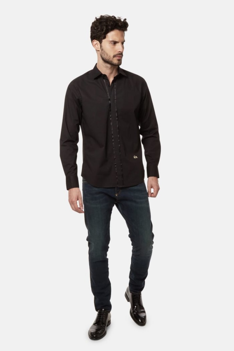 La Martina Regular-fit Poplin Hemd Herren Schwarz | FXRZ8057