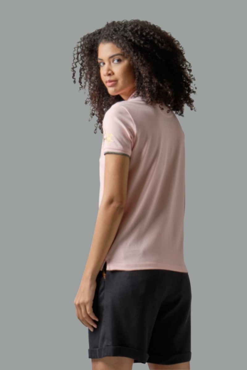 La Martina Regular-fit Sequin Poloshirt Damen Rosa | SDJH9310